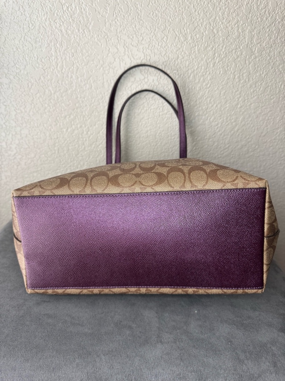 Coach Signature Canvas Tote with Purple Trim - Picture 6 of 13